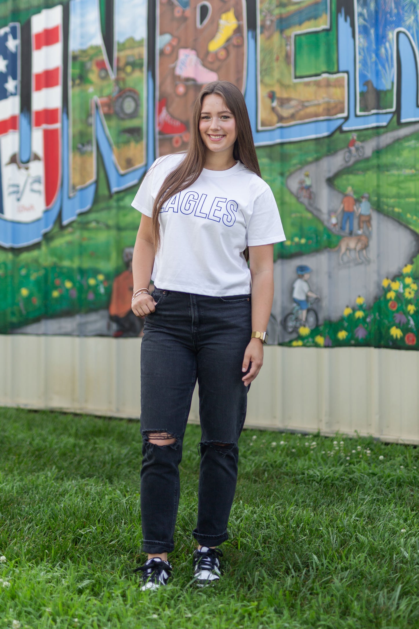Boxy Tee - Eagles - White w/ Royal (next level)