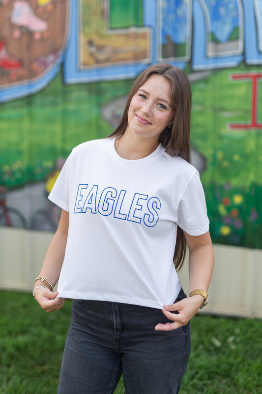 Boxy Tee - Eagles - White w/ Royal (next level)