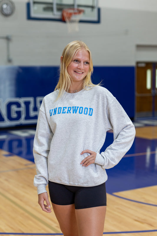 Underwood Ash Grey Crewneck Sweatshirt - Bright Blue (Jerzee)