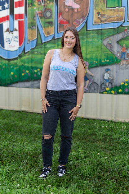 Underwood Tank - Grey - Bright Blue Ink