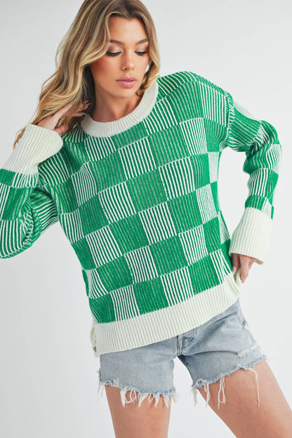 Checkered Green Sweater