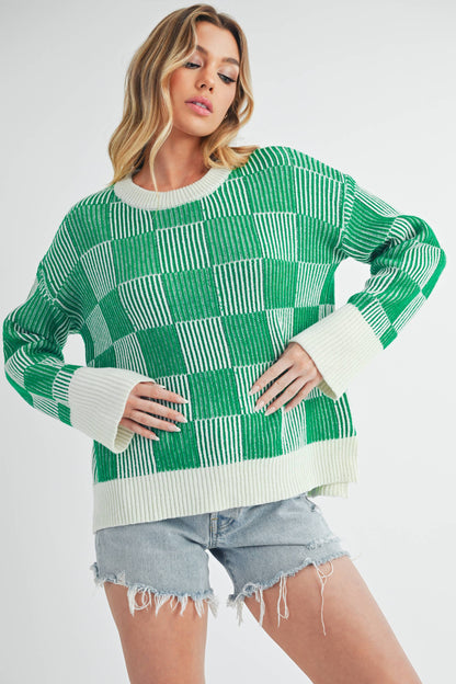 Checkered Green Sweater