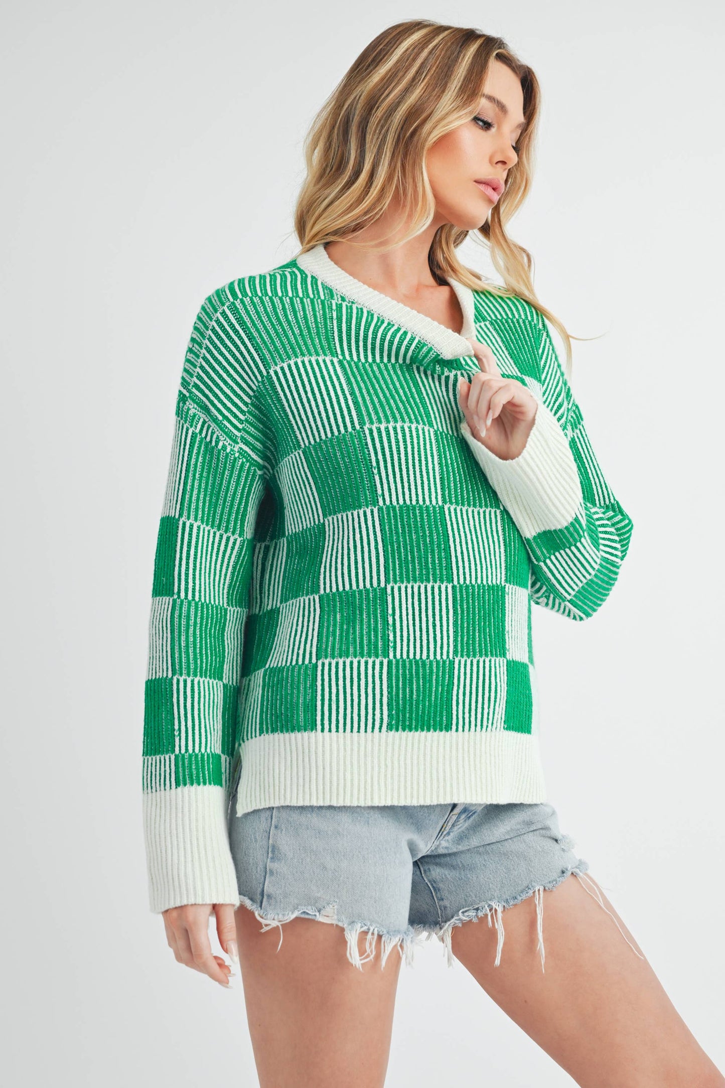 Checkered Green Sweater